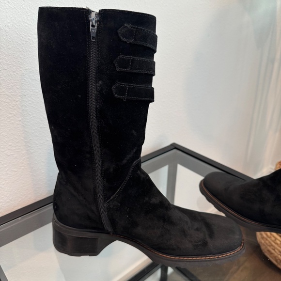 AQUATALIA BY Marvin K Black Suede Weatherproof Buckle mid calf boots 9.5 - Picture 10 of 16